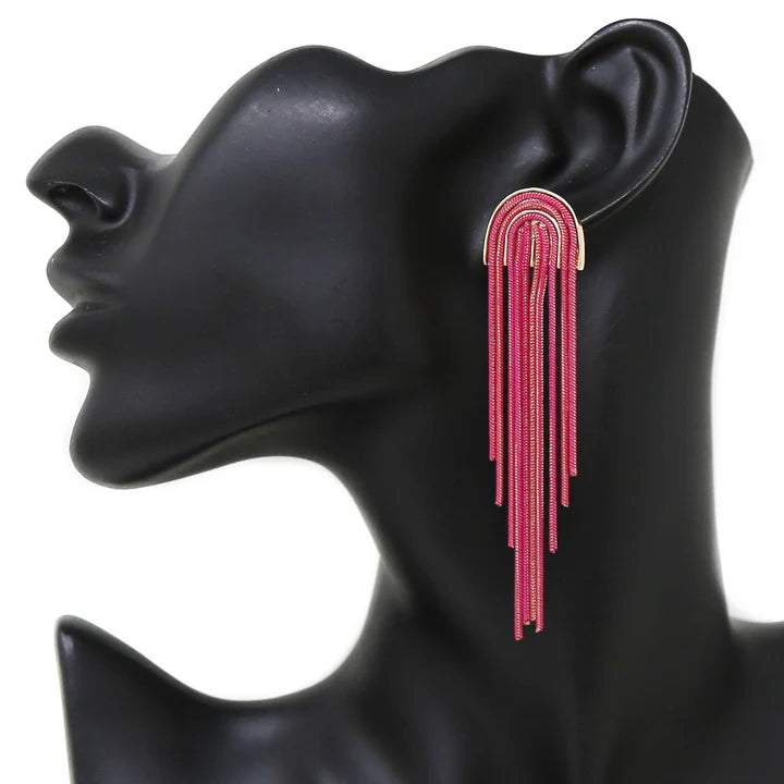 Chain Fringe Metal Dangle Earrings