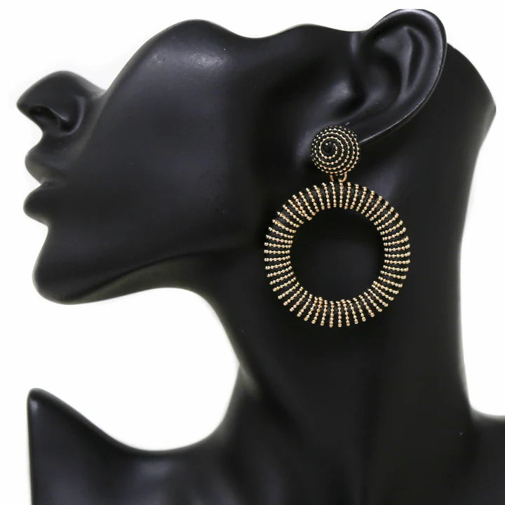 Thread And Ball Chain Wrapped Hoop Earrings