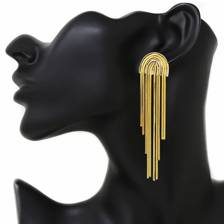 Chain Fringe Metal Dangle Earrings