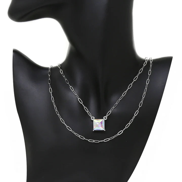 Double Chain AB Pendant Necklace