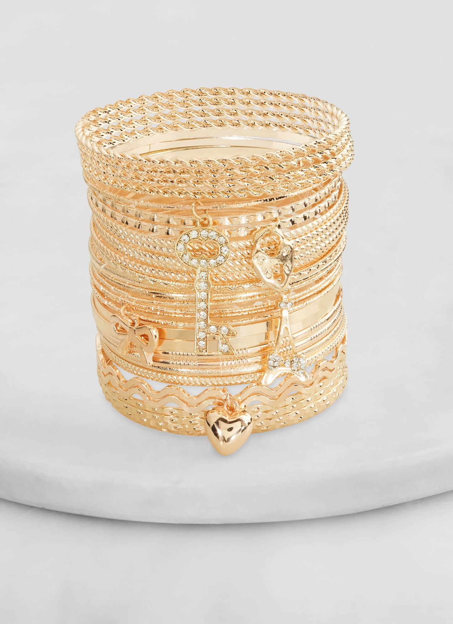 PLUS SIZE CHARM BANGLE STACK