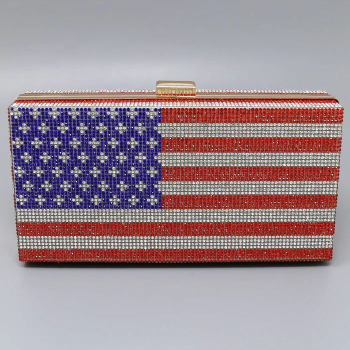 RHINESTONE AMERICAN FLAG PURSE