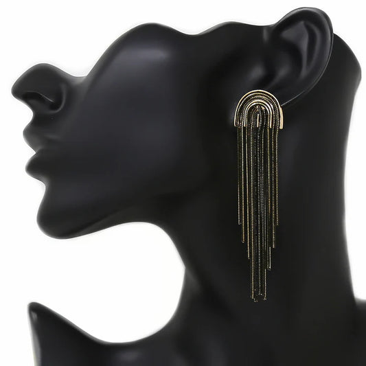 Chain Fringe Metal Dangle Earrings