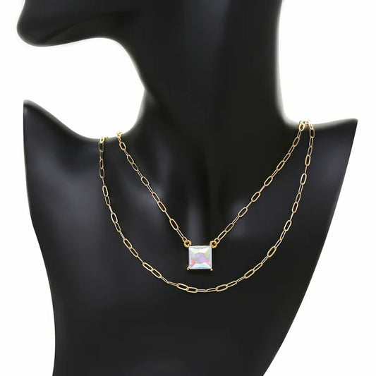 Double Chain AB Pendant Necklace