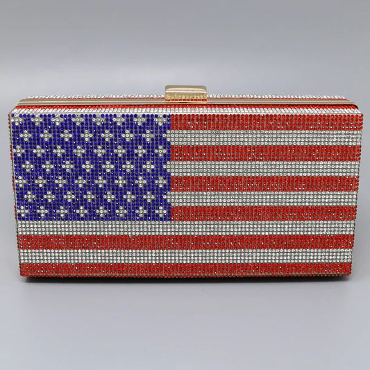 RHINESTONE AMERICAN FLAG PURSE