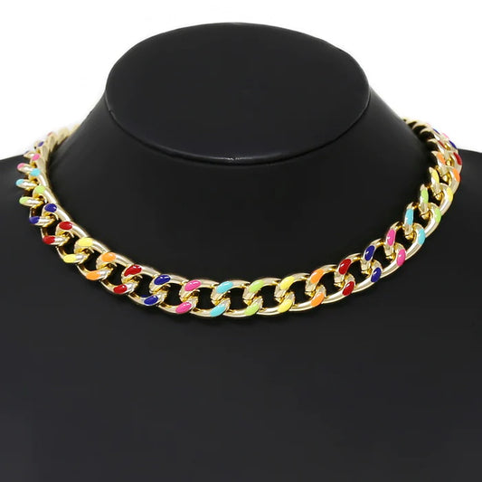 RAINBOW LINK CHOKER NECKLACE