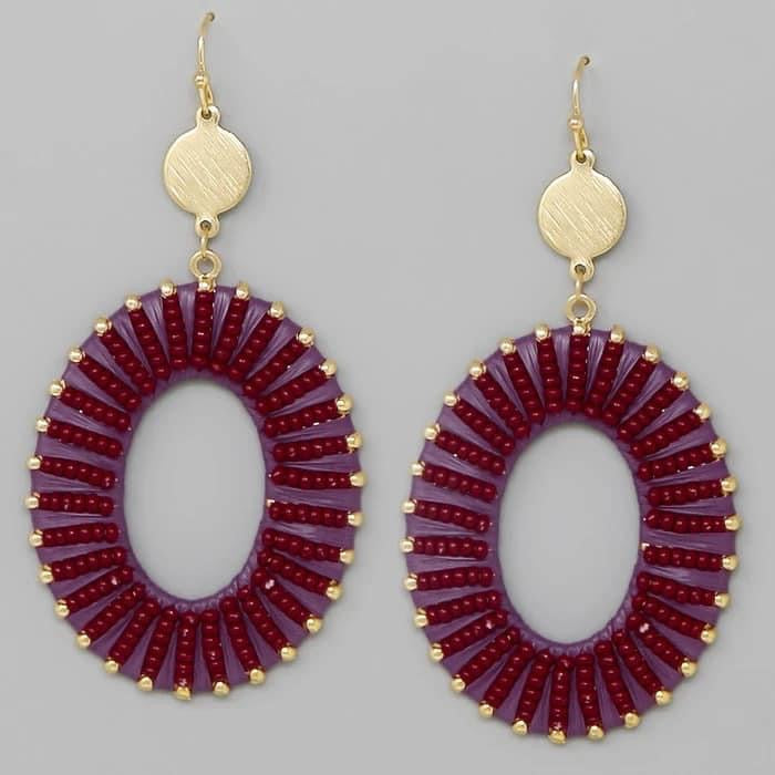 BURGUNDY FISHHOOK EARRINGS